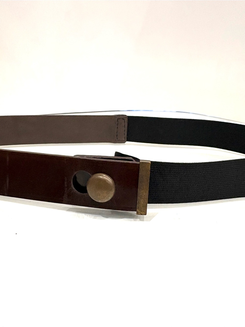 $390 Vintage Lanvin Paris Patent Leather Elastic Belt Burgundy Size M / L